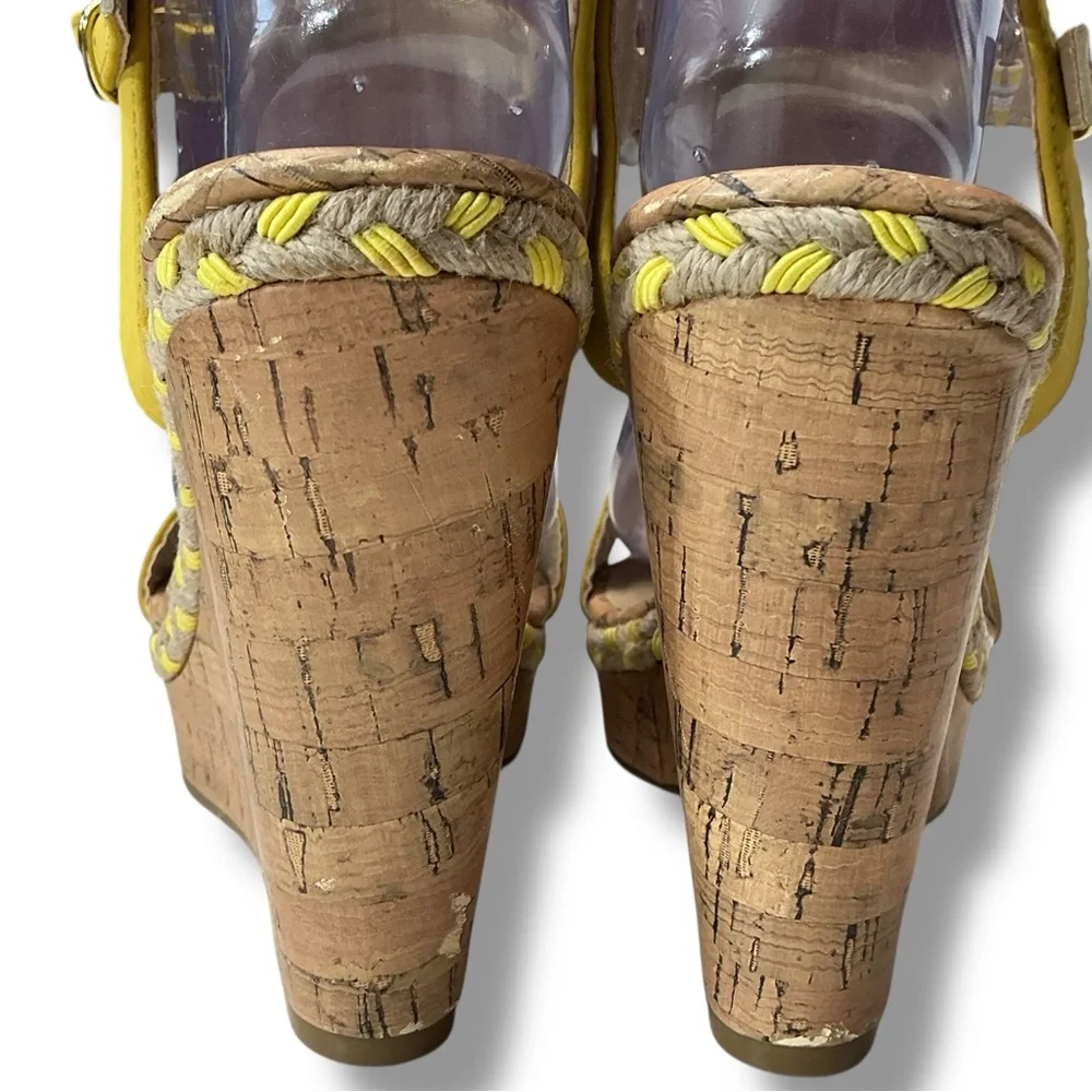 Me Too Yellow Montana Cork Wedge Sandals